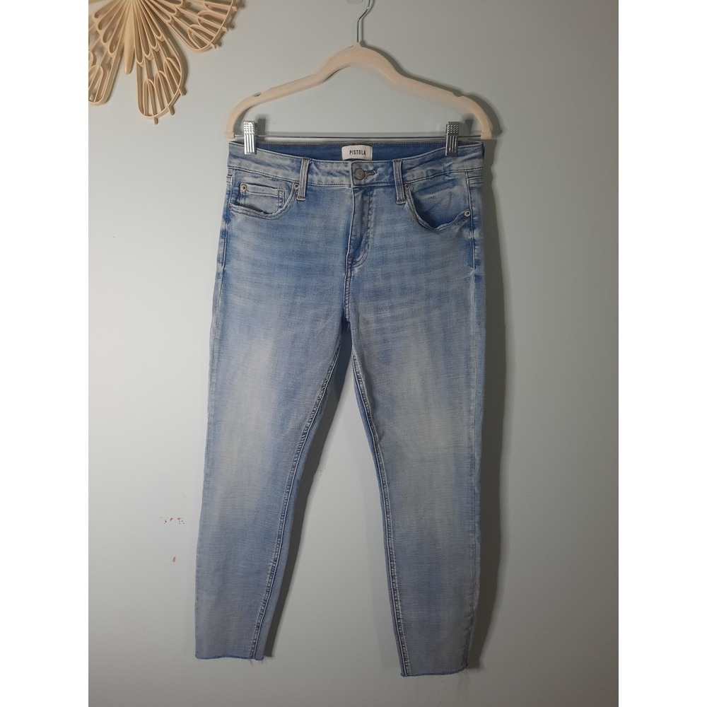 Pistola Womens Skinny Jeans Light Wash Raw Hem Denim Size 29